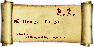 Mühlberger Kinga névjegykártya